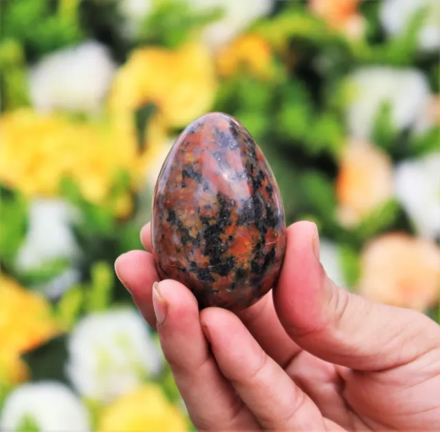 55MM Sunstone Heliolite In Iolite Crystal Healing Chakra Balancing Gemstone Egg 2