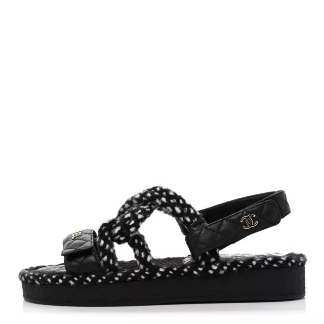 NEW CHANEL BLACK Cord CC Logo Mules Sandals Slides 40 10 $649.99 - PicClick