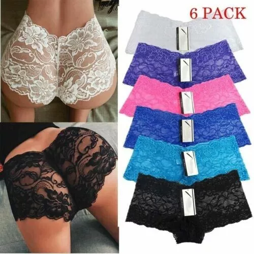Sexy 6 Pack Womens Ladies Lace French Knickers Briefs Seamless Underwear Panties