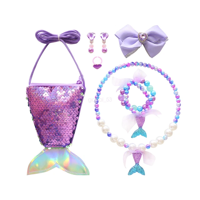 AU SELLER Kids Girls Mermaid Tail Necklace Bracelet Set Birthday Jewellery Gift