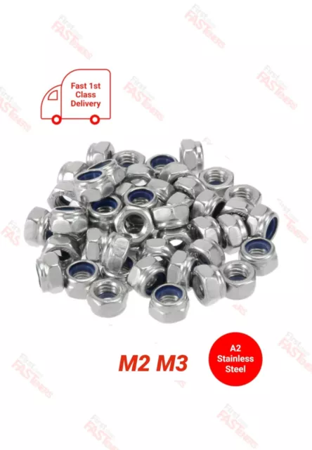 M2 M3 Stainless Steel A2 (304) Hex Nut Nyloc Nylon Locking Nut Metric Din 985