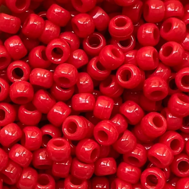Pony Beads Lipstick Red Large Hole Beads Made in USA