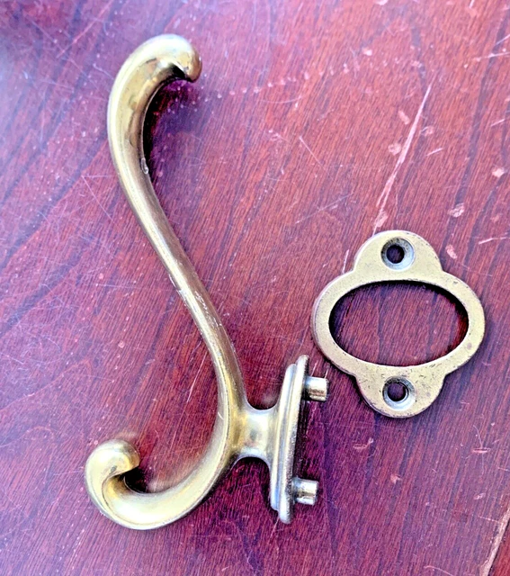 Vintage Double  Brass Wall Coat Hook Keeler Brass Co Architectural Hardware