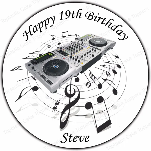 Personalised DJ Birthday Cake Topper Any Name Age Music Decks Acrylic  Decoration