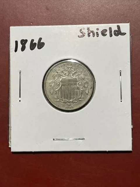 1866 Sheil Nickel With Rays - AU Details *Strong Strike*