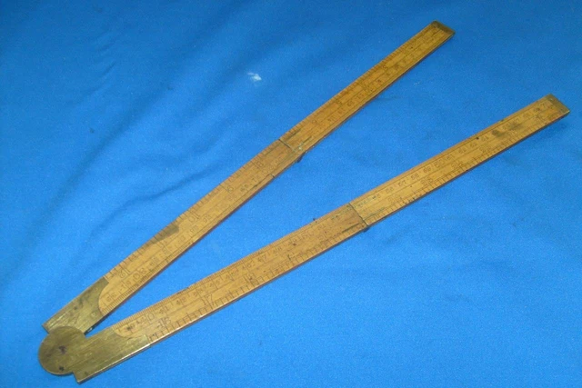 28 " 4 fold Rabone boxwood rule with inches, Werschok & Sajen [Russian measures]