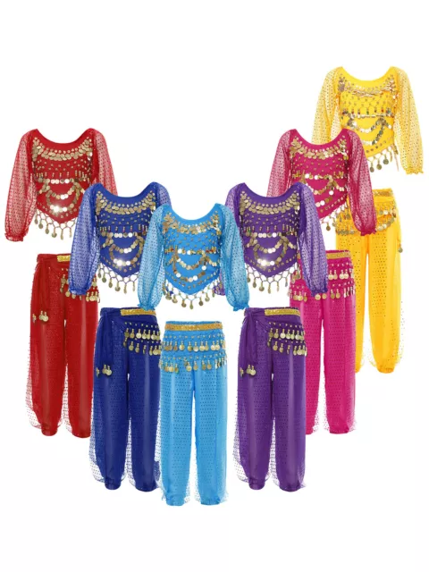 Kids Girls Dancewear Halloween Crop Top With Pants Harem Costume Arabian India