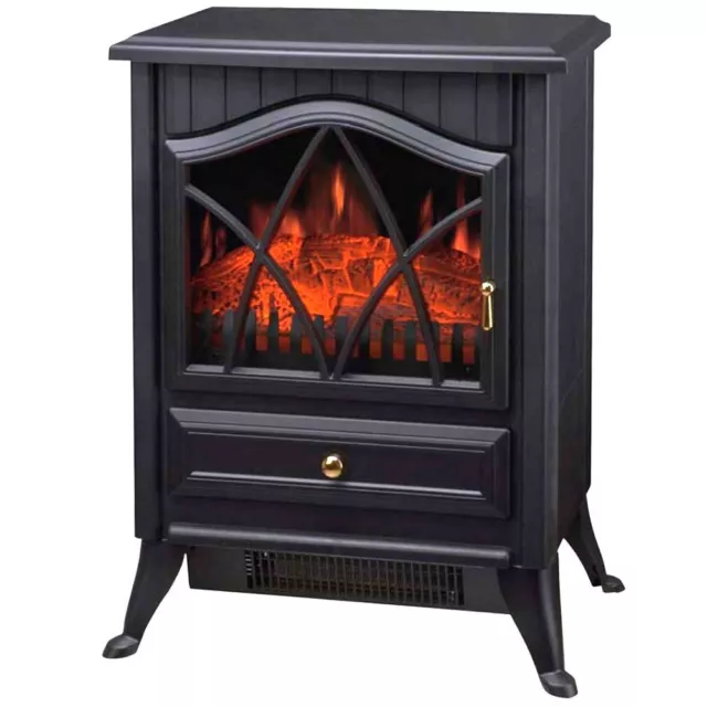 VonHaus 1850W Portable Electric Stove Heater Fireplace - Log Burning Effect