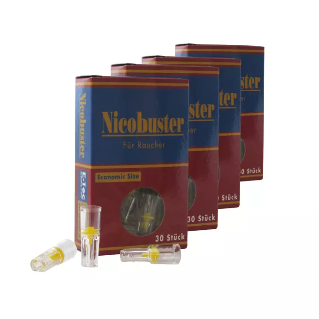 Nicobuster Zigarettenfilter Nikotinfilter als Zigarettenspitze 4 x 30 Stück