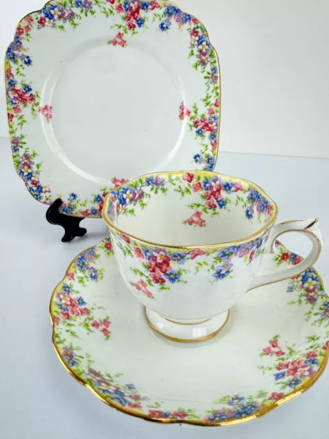 Vintage Royal Albert CROWN CHINA England Maytime - Trio Tea Cup Saucer Plate Set