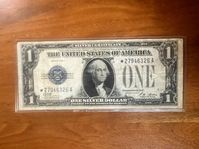 Star Note 1928 A Series $1 Silver Certificate United States Note Funny Back