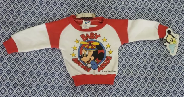 Suéter de Navidad vintage 1989 bebé Mickey Mouse niños Disney nuevo con etiquetas