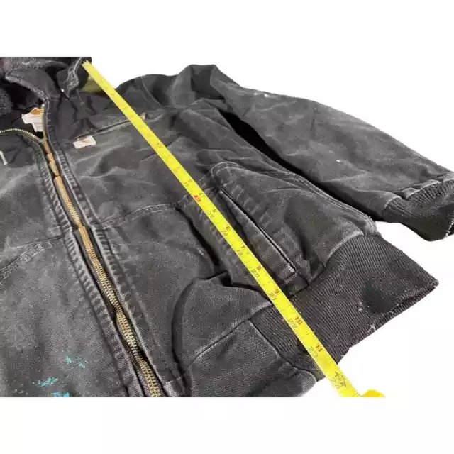 CARHARTT MEN'S HOODED Jacket Detroit S 4/6 Sherpa Lined Black Workwear ...