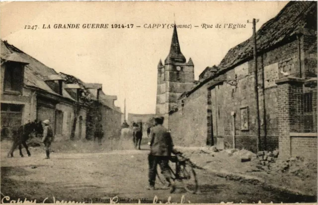 CPA AK Militaire Cappy - Rue de l'Église (361623)
