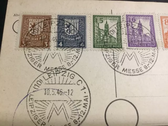 SBZ Westsachsen Nr. 156-61 x mit Sonderstempel auf Karte Mi 70€ 2