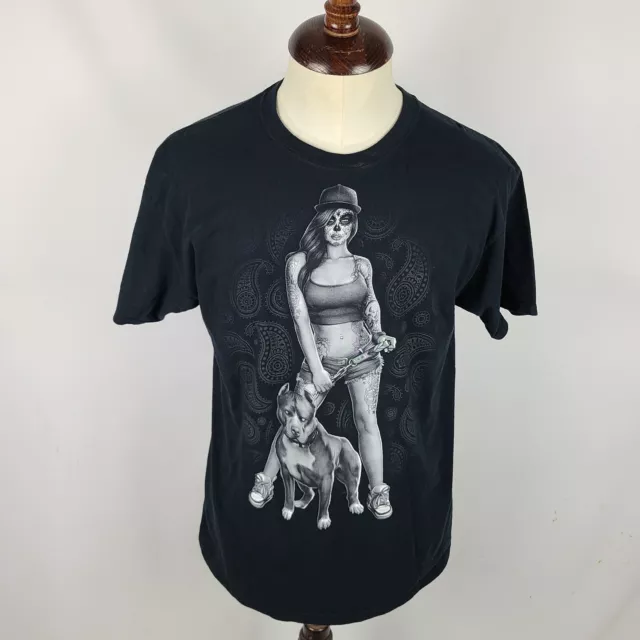 D.O.M. PIT BULL NO TRESPASSING T-Shirt Size 3XL Black Graphic Dog T-Shirt