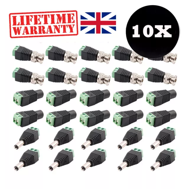 BNC RCA PHONO CONNECTORS CAT5e UTP BALUN  VIDEO, AUDIO AND POWER FOR CCTV 10 PCS