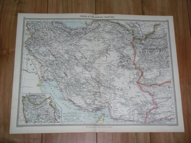 1908 Antique Map Of Iran Persia Afghanistan / Afghan Frontier