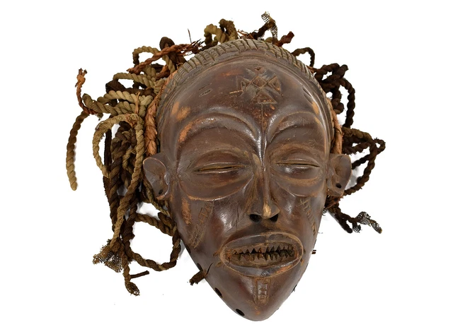 Chokwe Mask Mwana Pwo with Headdress Congo African Art