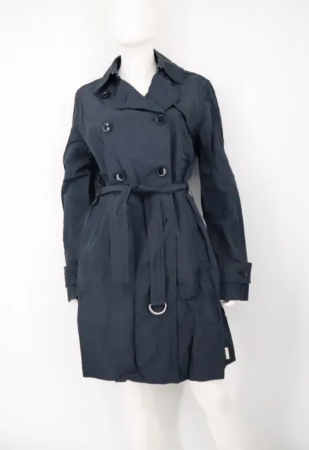 Women's Moncler Trench Coat Size 4 Polyester Cotton Blue