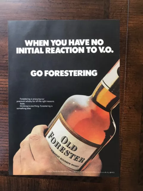 1974 vintage original print ad Old Forester Kentucky Straight Bourbon Whisky