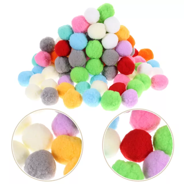 100 Pcs Polyester Color Plush Ball Clothing Pom Poms Rainbow Fuzzy