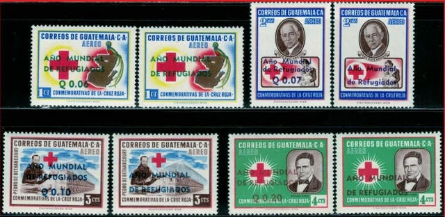 Guatemala C235-242 MH Red Cross World Refugee Year overprint ZAYIX 1123S0003