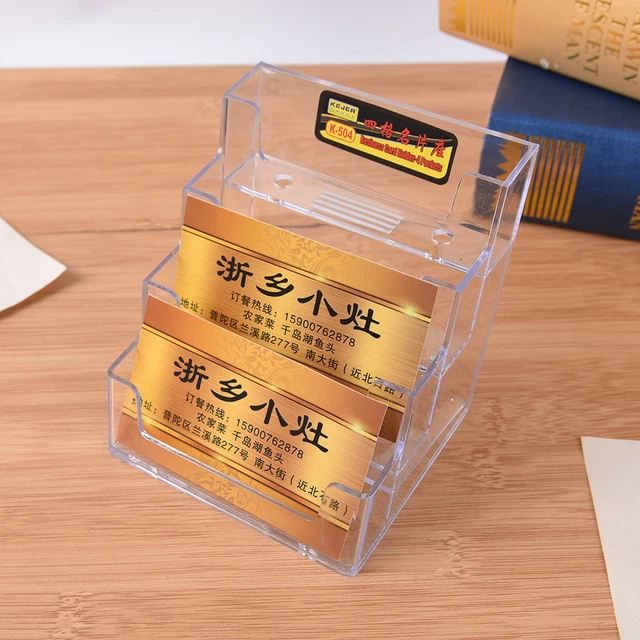 4 Pocket Desktop Clear Acrylic Business Card Holder Countertop Display S;c;