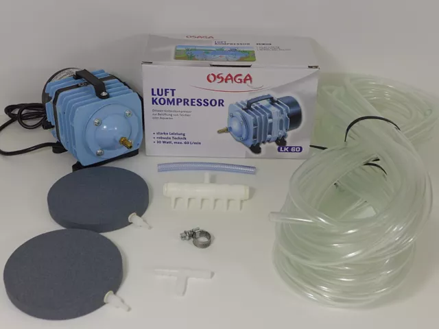 Osaga LK-60 Set Belüfter Teichbelüftung Teichbelüfter Sauerstoffpumpe Ausströmer