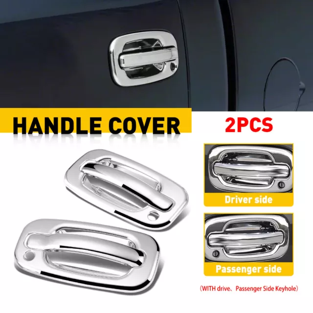 Chrome Outer Outside Exterior Door Handle Pair Set for Chevy Silverado GMC Truck