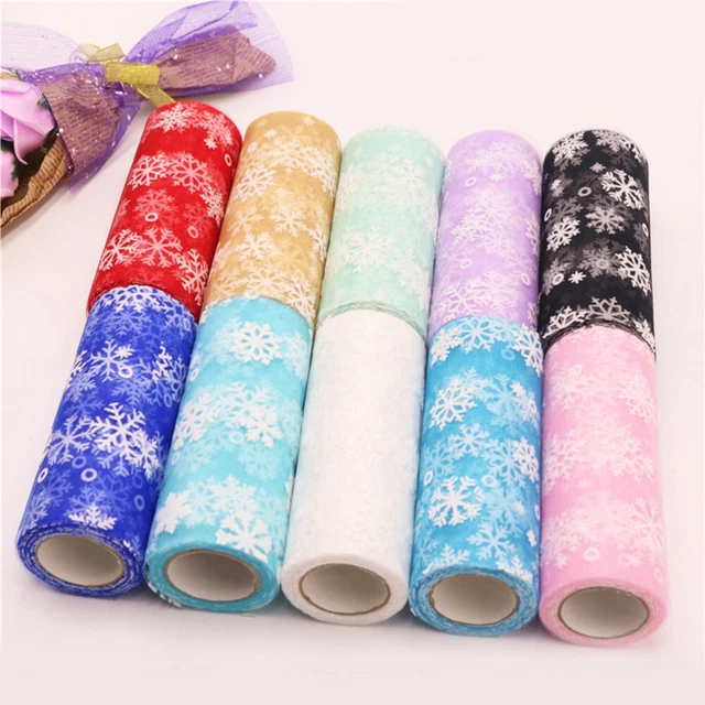 2x Weihnachten Bögen für Geschenke Weihnachten Tüll Band Schneeflocke Band Rolle 12