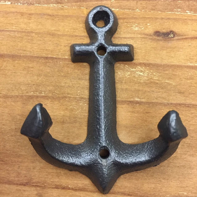 Anchor Shape Hooks Vintage Hook Cast Iron Wall Wood Mounted Coat Hat Hooks
