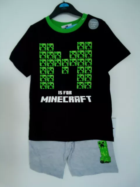 Minecraft Boys Short Pyjamas Pjs Nightwear 7-8 8-9 9-10 10-11 Years BNWT