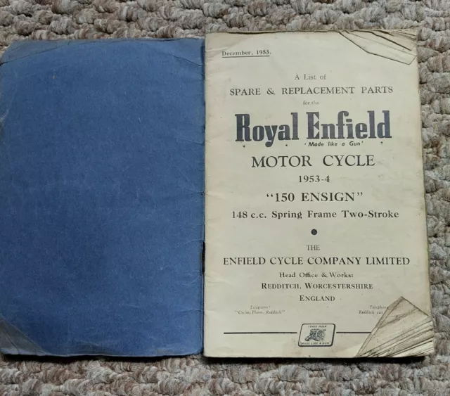 Royal Enfield 150 Ensign 1953-54 Spare Parts Book