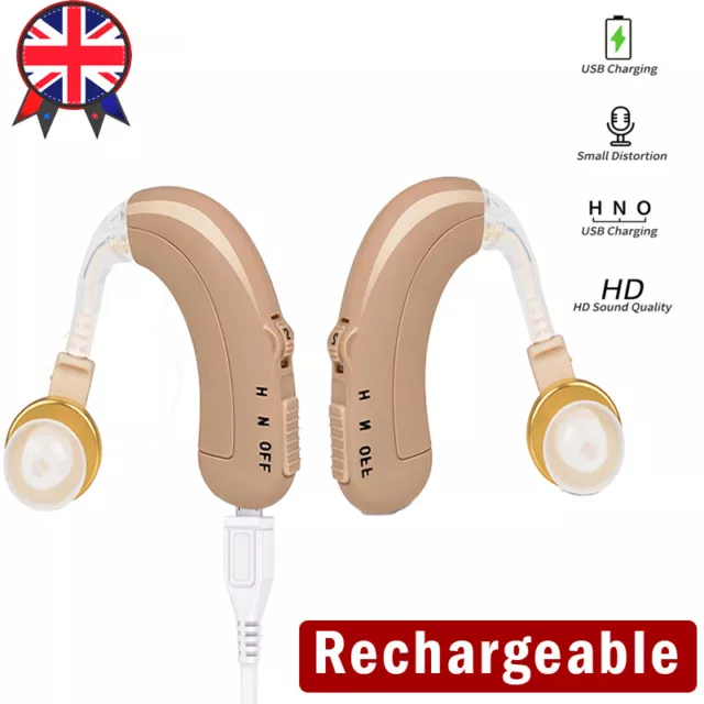 NEW Digital Hearing Aid Rechargeable Adjustable Voice Amplifier Behind Ear Sound