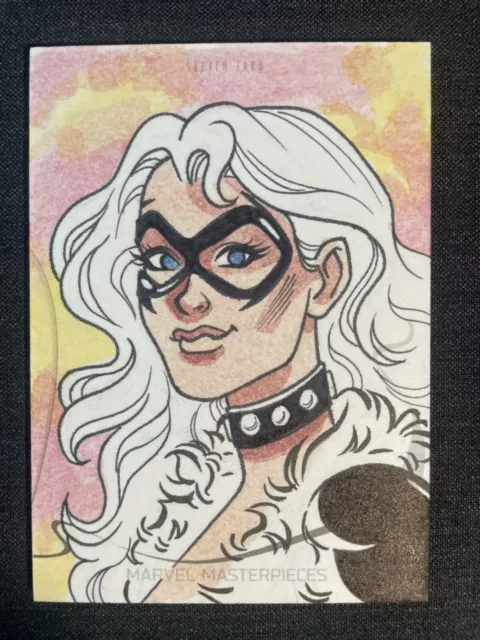 2022 Marvel Masterpieces Black Cat Sketch Card Julia Pinto 1/1 Signed