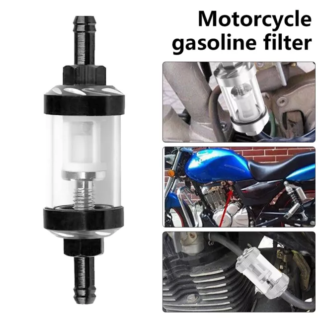 Motorrad Kraftstofffilter 8MM Aluminium Benzinfilter Vorfilter für KFZ Auto PKW