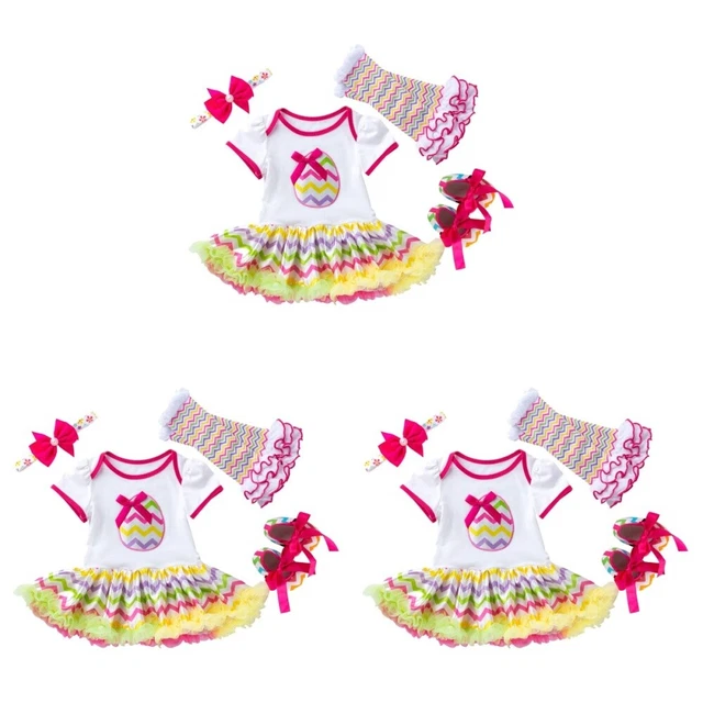 12 pz Gonna per bambini Pasqua Bambino Abito stampato a maniche corte con manich