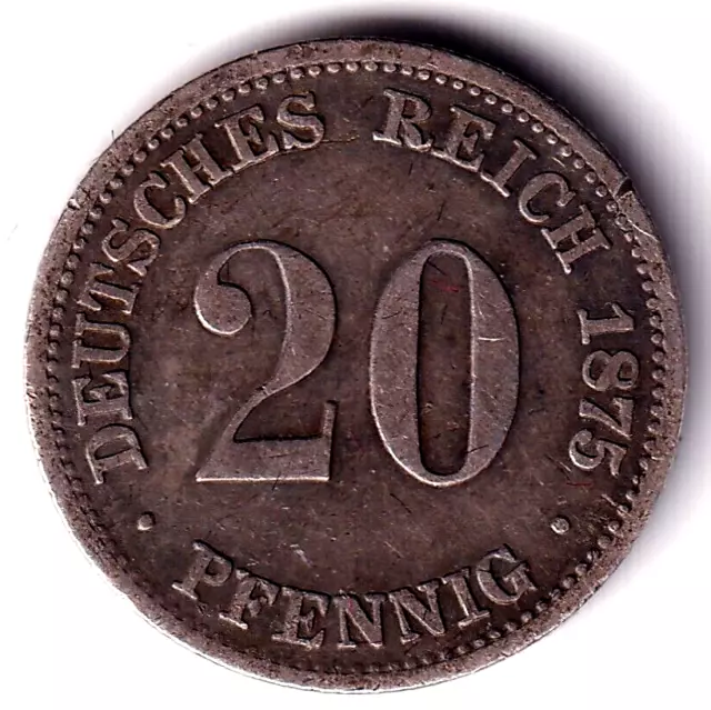 AV-VD Kaiserreich 1875 C 20 Pfennig Silber  BL30