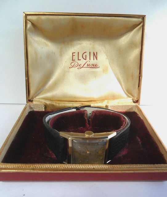 Vintage 1950's Men's Elgin DeLuxe 10k G/F 17 Jewel USA Mechanical Watch w/ Box