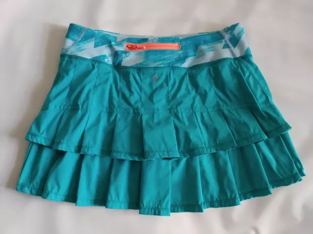 Lululemon Ivivva Girls Set The Pace Skort Skirt Tourquise Blue Pleated Size 14
