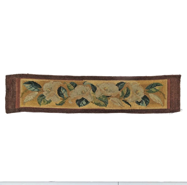 Antique 19th c. Wool Silk Berlin Wool Work Embroidery Pattern Design Bell Pull
