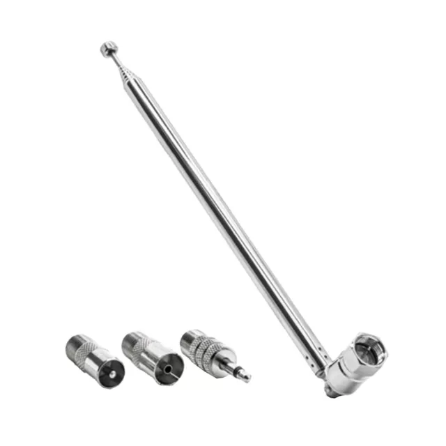 FM Radio Antenna Telescopic Antenna Replacement with 3 Coupling Adapter