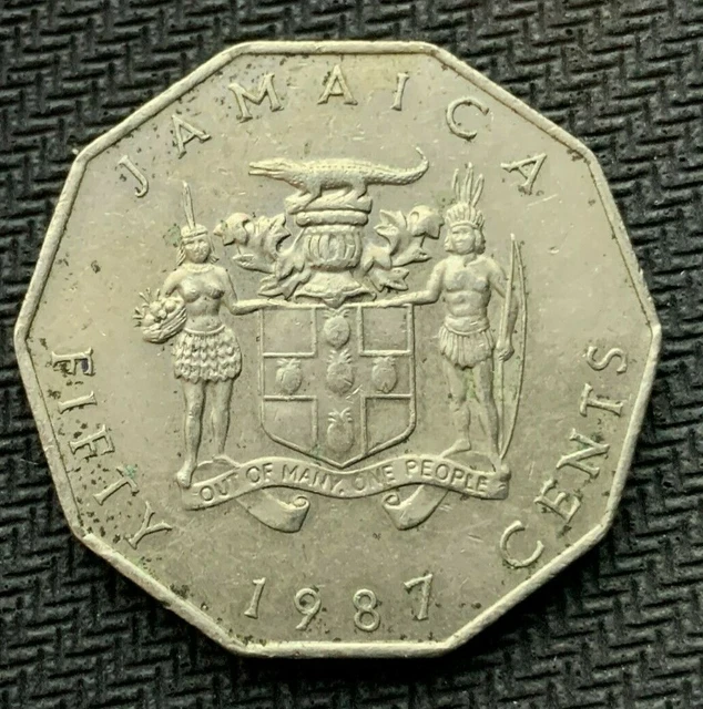 1987 Jamaica 50 Cents  Coin    Marcus Garvey    #B986