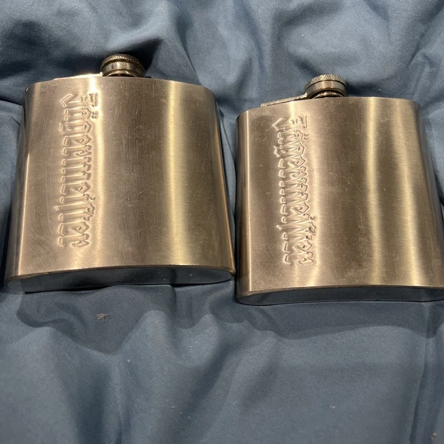 Jagermeister 6oz Stainless Steel Flask (2). Drinking Liquor Flasks