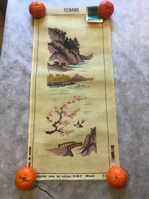 ancien tapisserie Canevas DMC a faire   Tchang  theme asiatique 30x65 cm C548