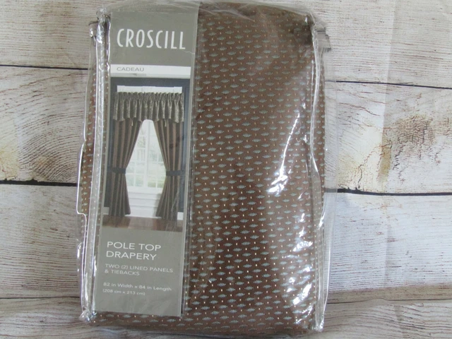 Croscill Cadeau Pole Top Drapery Two Lined Panels & Tie Backs 82 x 84