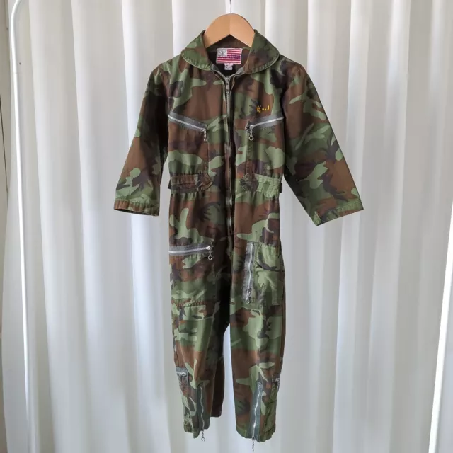 Vintage Kids Camo Flight Suit Military Coveralls Sz 7 - 8 Okinawa Camouflage