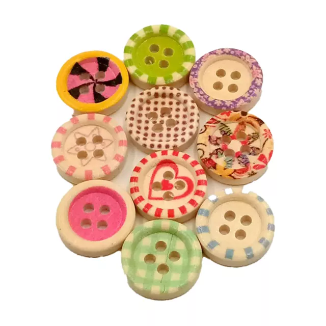 Mixed Colorful Wood 4 Holes Round Buttons for Sewing Scrapbooking Crafts 56