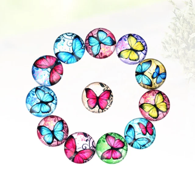 2x Vintage Glas Cabochons Cabochons Flatback Charme Glas Snaps 10